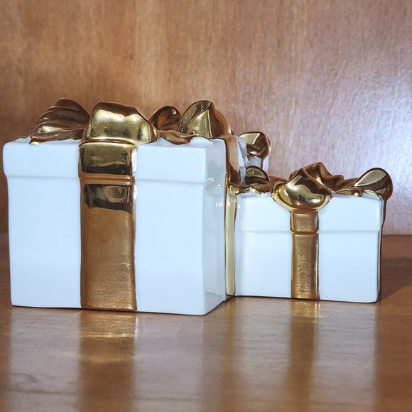 Mikasa Holiday Elegance Gold Porcelain Triple Taper Candle Holder Christmas - Picture 5 of 9